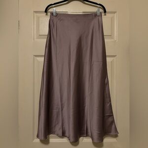 Mauve Satin Midi Skirt